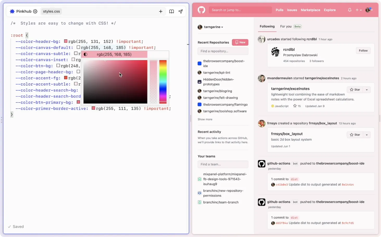 A screenshot of Arc's "Boosts" feature