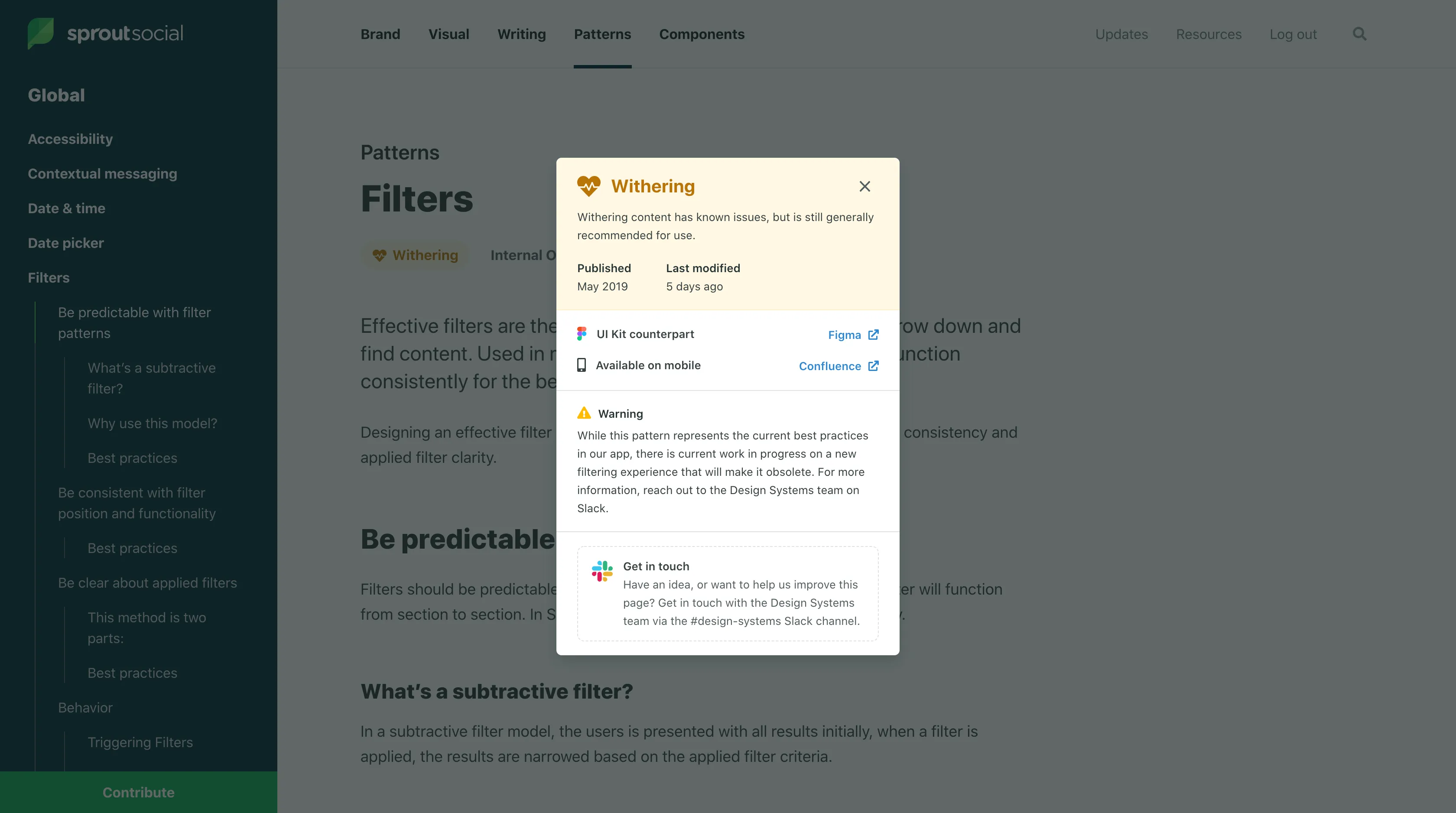 An example of a scorecard for a “withering” page.