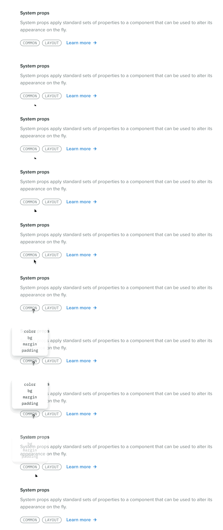 This component gets the COMMON and LAYOUT system prop groups.