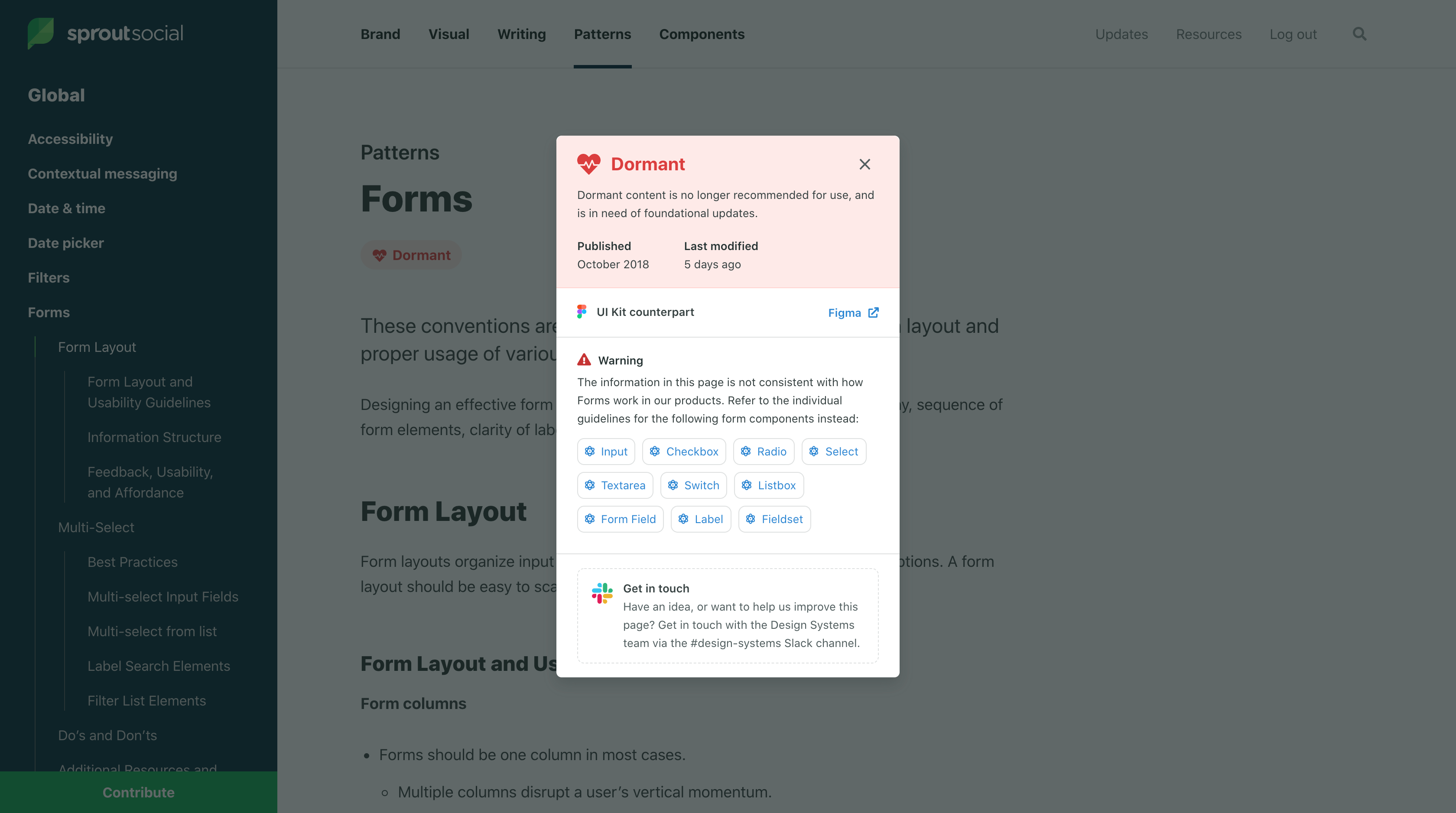 An example of a scorecard for a “dormant” page.