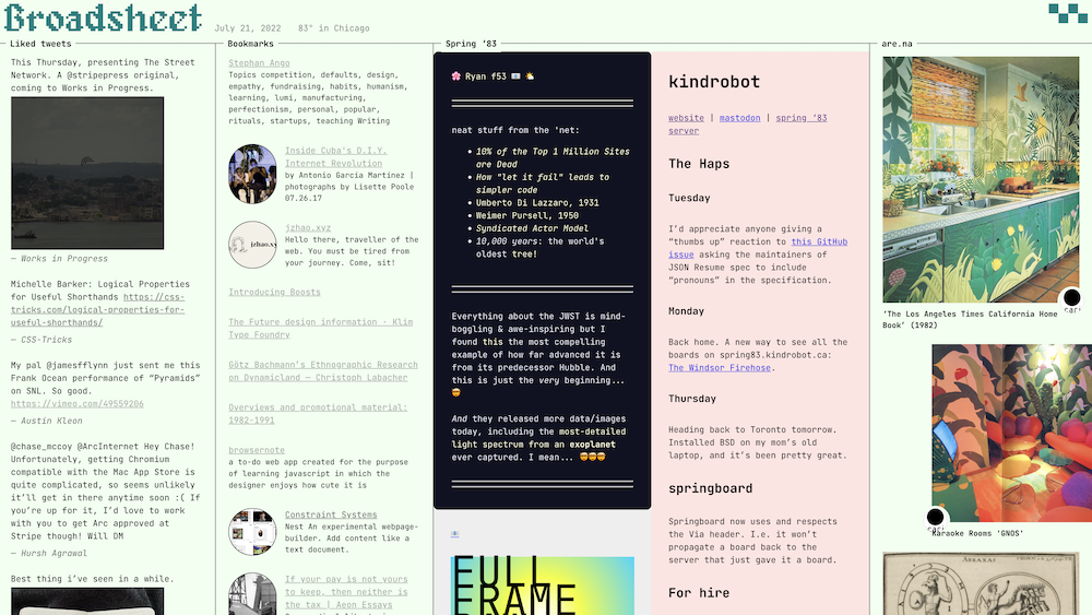 A screenshot of Broadsheet